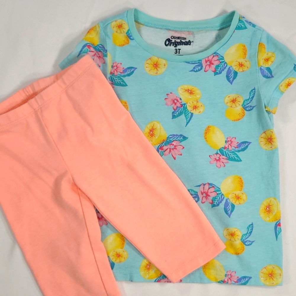 OshKosh B'gosh Lemon Shirt and Pink Leggings. Size 3T
